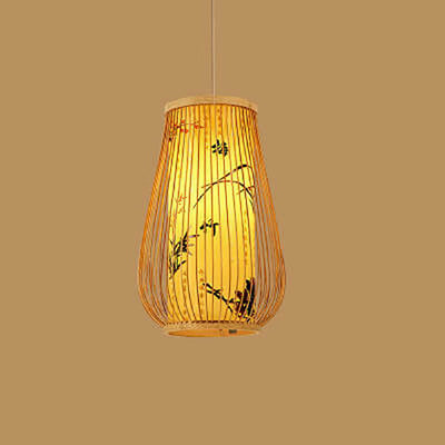 Modern Chinese Bamboo Weaving Gourd 1-Light Pendant Light