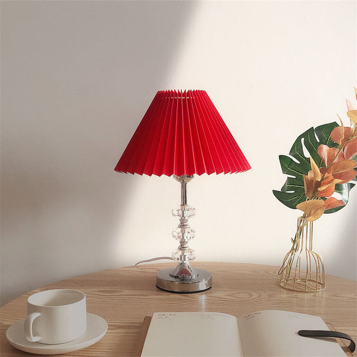 Moderne, minimalistische, plissierte, 1-flammige Tischlampe aus einfarbigem Acrylgewebe 