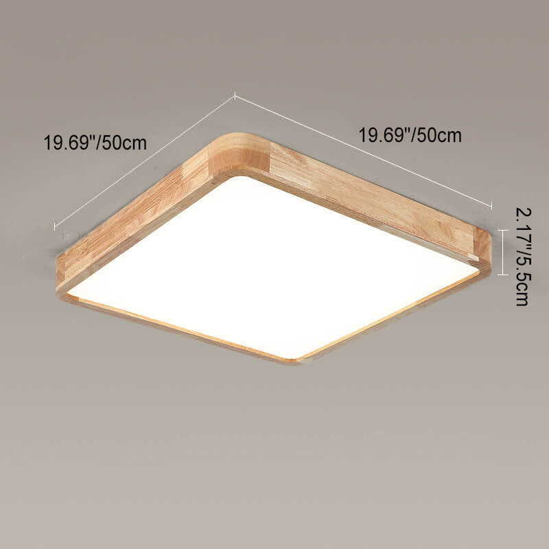 Modern Minimalist Solid Wood Round Square Tatami LED Flush Mount Ceiling Light