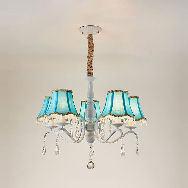 Modern Creative Cone Iron Crystal Fabric 5/6/8 Light Chandelier