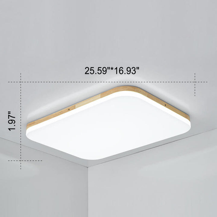 Nordic Simplicity Rechteckige LED-Deckenleuchte aus PVC für die Unterputzmontage aus Massivholz 
