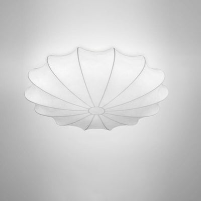 Nordic Minimalist White Beige Round Faux Silk 1/3/5-Light Flush Mount Light