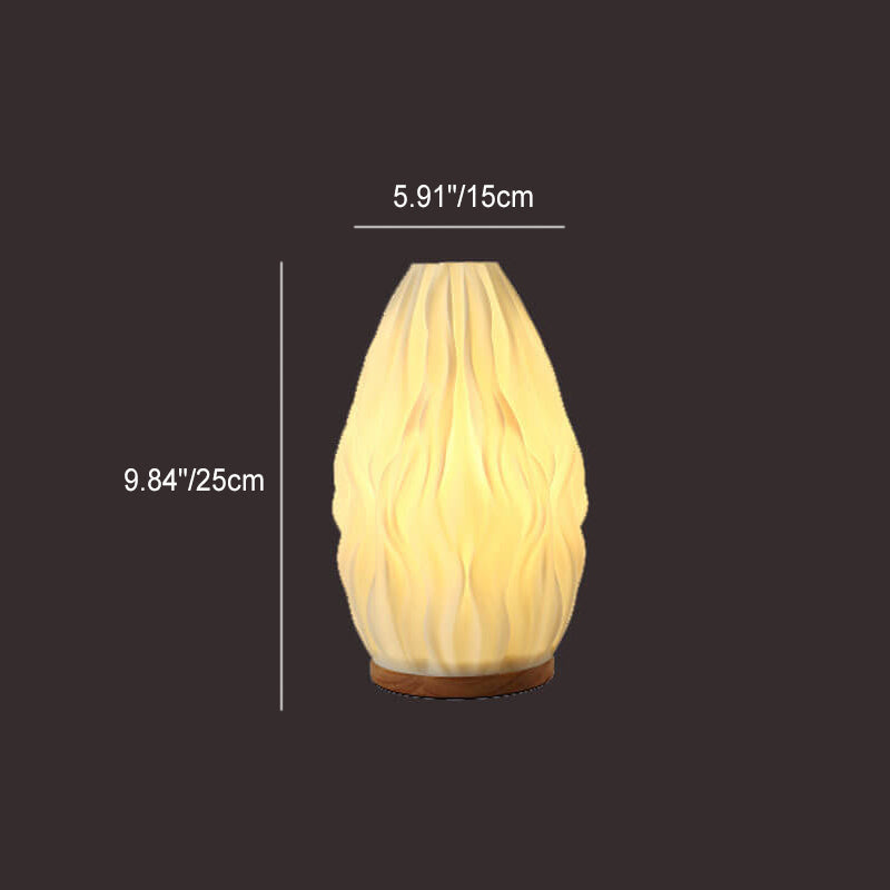 Contemporary Scandinavian Round Wave Pod Wood PLA 1-Light Table Lamp For Bedroom