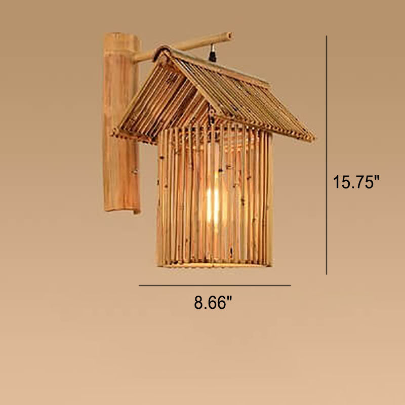 Modern Vintage Rustic Twine Rattan Weaving 1-Light Wall Sconce Lamp