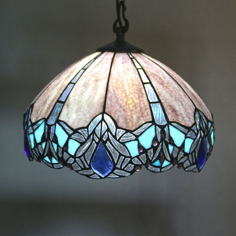 European Vintage Tiffany Glass Hardware 1-Light Pendant Light