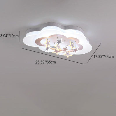 Contemporary Nordic Star Decor Cloud Acrylic Shade LED Kids Flush Mount Ceiling Light For Bedroom