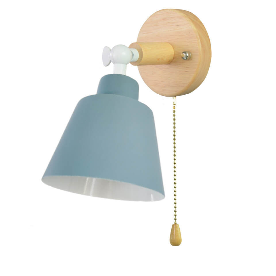 Nordic Minimalist Macaron Einfarbige Drehbare Holz 1-Licht Wandleuchte 