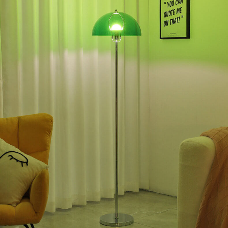 Lámpara de pie nórdica vintage de acrílico transparente con cúpula y 1 luz 