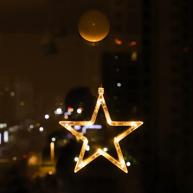 LED Weihnachtsbeleuchtung Weihnachtsmann Schneemann Form Fenster Saugnapf Dekoration Lichter 