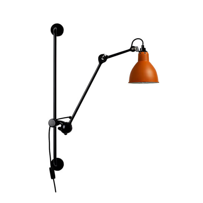 Lampe murale industrielle vintage à bras oscillant à long poteau en fer à 1 lumière 