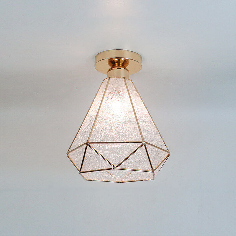 Luz de techo semiempotrada de 1 luz de vidrio dorado de lujo ligero europeo 