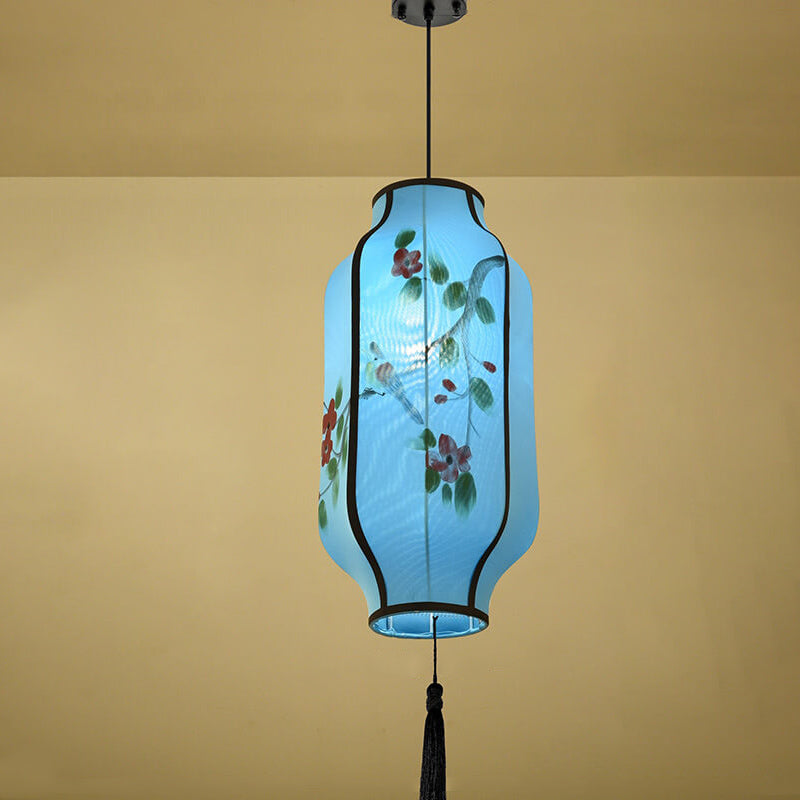 Lanterne ovale antique orientale faite à la main en tissu 1 lumière suspendue 