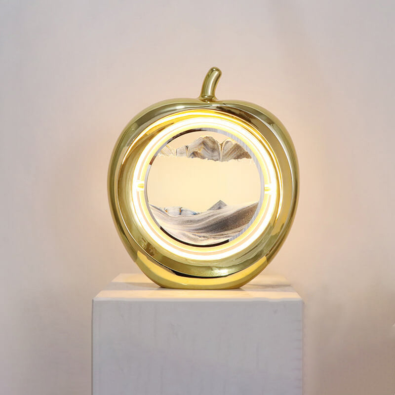 Lampe de table LED ambiante décorative avec peinture de sable mouvant Creative Apple 