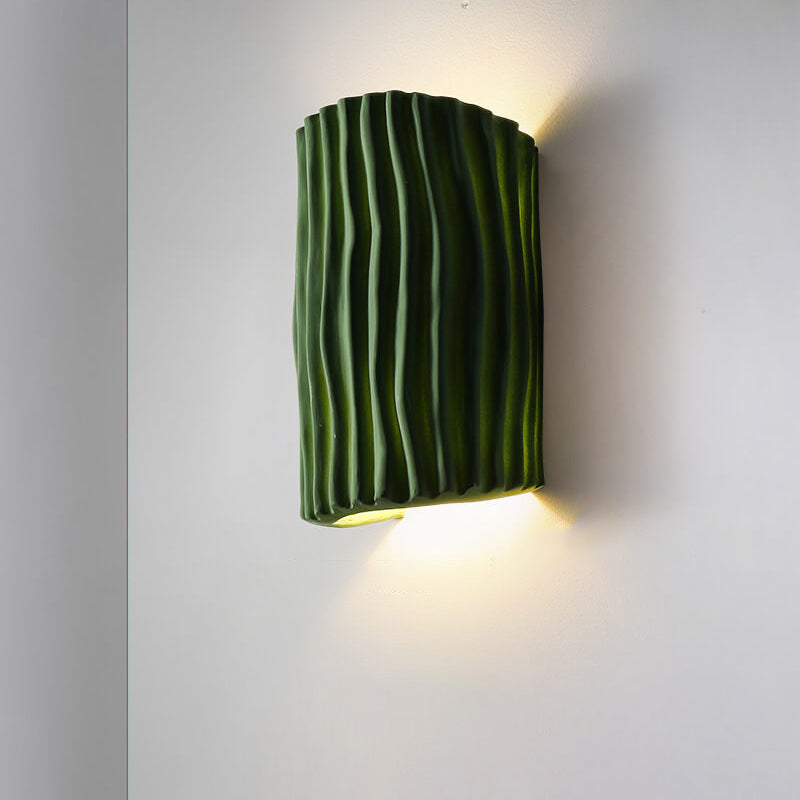 Contemporary Nordic Wavy Textured Resin Semicircle 2-Light Wall Sconce Lamp For Living Room