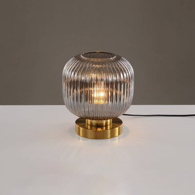 Nordic Striped Glass Oval Design 1-Light Table Lamp
