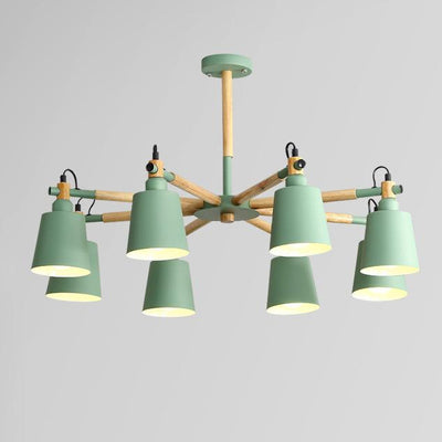 Nordic Modern Fashion Creative Solid Wood Macaron 3/6/8 Lights Chandeliers