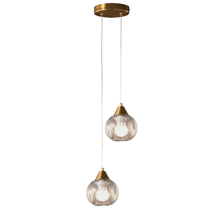 Italian Minimalist Glass Round Metal 1/2 Light Chandelier
