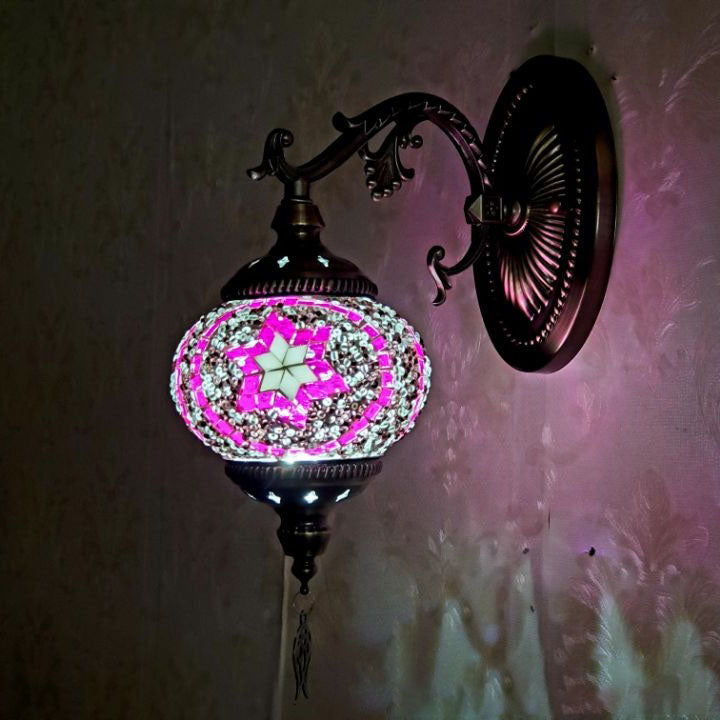 European Vintage Exotic Cracked Glass 1-Light Wall Sconce Lamp