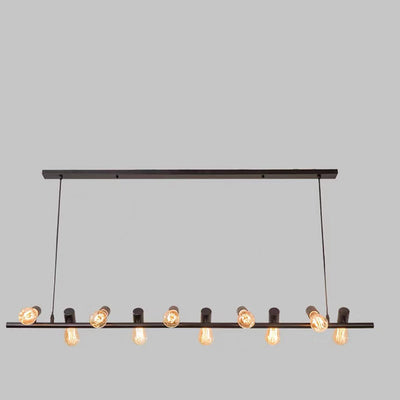 Contemporary Retro Hardware Linear Frame Glass Shade 6/8/10-Light Island Light Chandelier For Dining Room