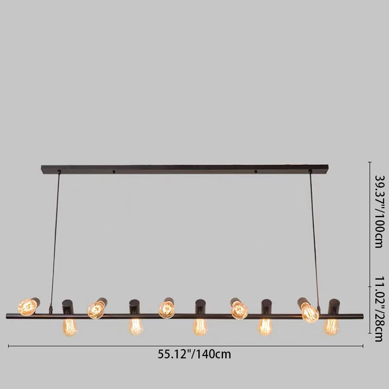 Contemporary Retro Hardware Linear Frame Glass Shade 6/8/10-Light Island Light Chandelier For Dining Room