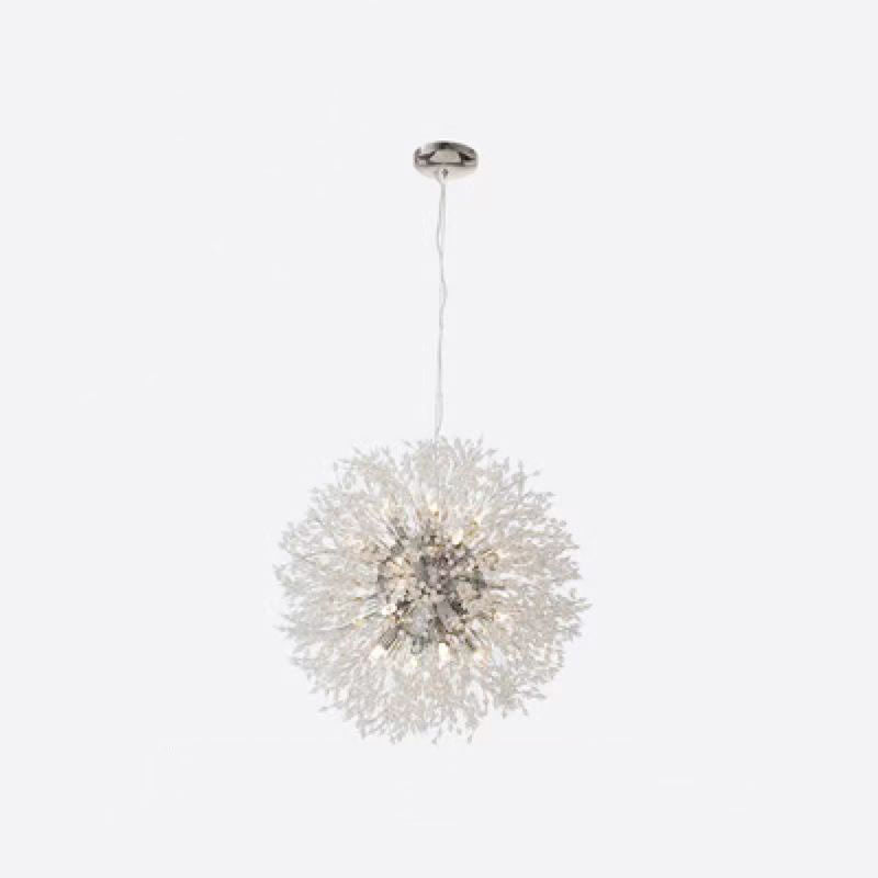 Contemporary Scandinavian Dandelion Hardware Crystal 8/9/12/16 Light Chandelier For Bedroom