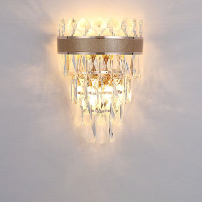 European Retro Light Luxury Hardware Crystal 3-Light Wall Sconce Lamp