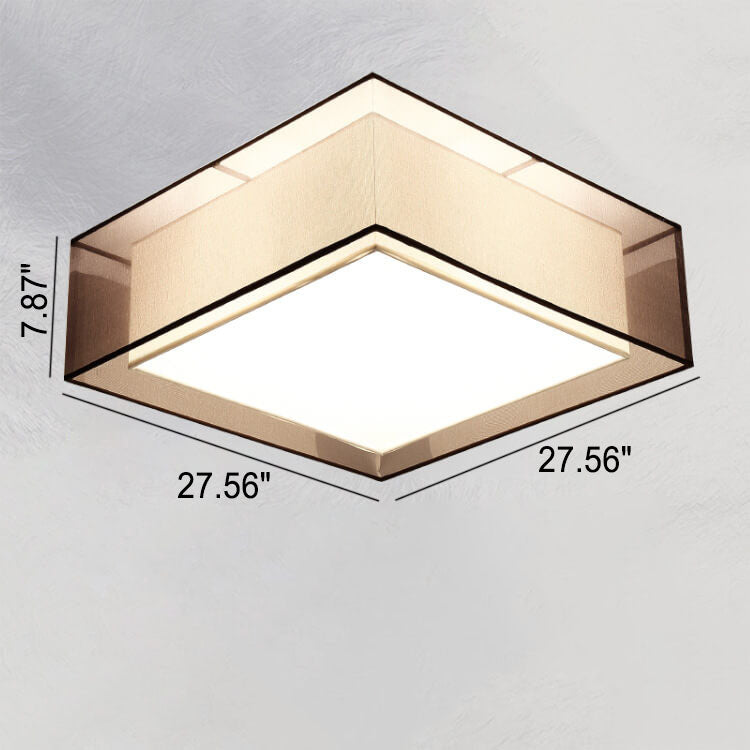 Luz de techo empotrada moderna china de tela redonda cuadrada de 3/5 luces 