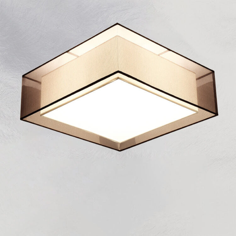 Modern Chinese Fabric Iron Round Square 3/5 Light Flush Mount Ceiling Light