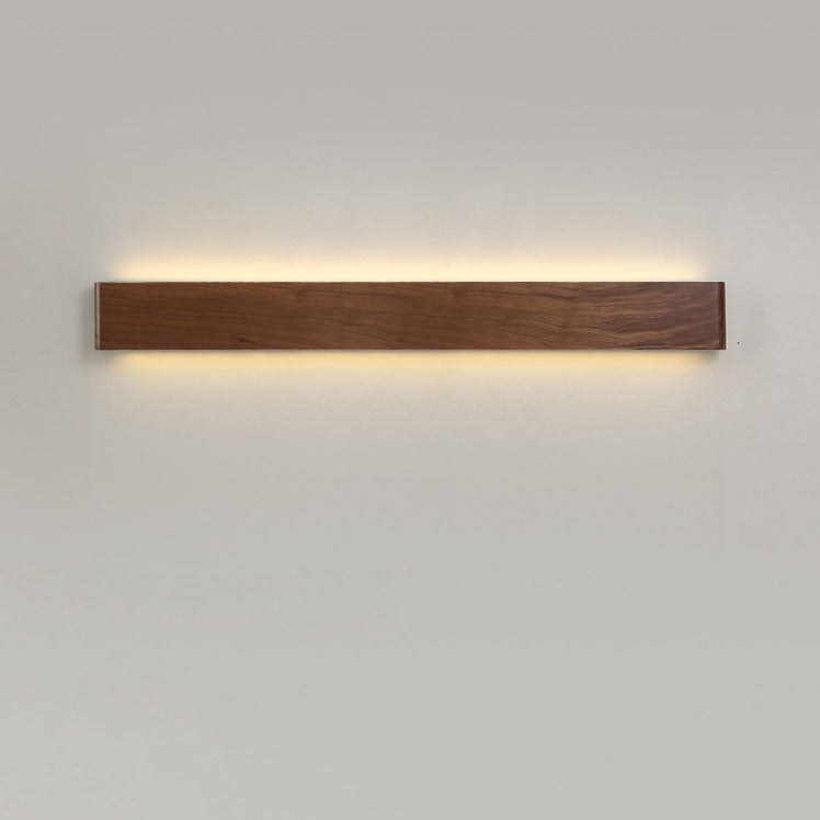 Minimalist Chinese Walnut Rectangular LED Wall Sconce Lamp