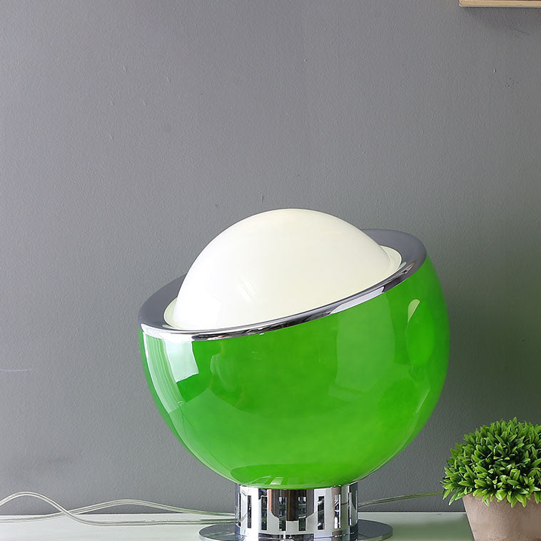 Lampe de table à 1 lumière en verre et fer à tête ronde moderne et colorée 