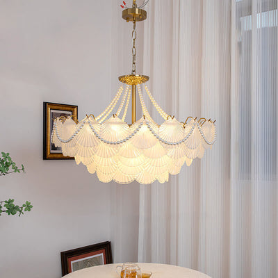 French Light Luxury Petal 3/6/9-Light Glass Island Light Chandelier