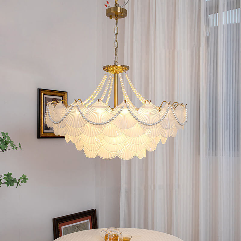 French Light Luxury Petal 3/6/9-Light Glass Island Light Chandelier