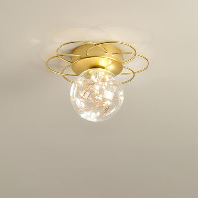 Modern Light Luxury Glass Orb Flower Base LED Semi-Flush Mount Deckenleuchte