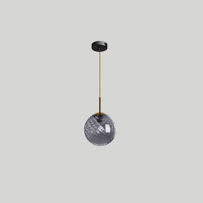 Moderne nordische 1-flammige Pendelleuchte aus Glas und Eisen mit runder geometrischer Struktur für Wohnzimmer &amp; Schlafzimmer 