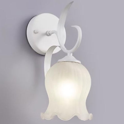 Modern Simplicity Flower Iron Glass 1-Light Wall Sconce Lamp For Bedroom