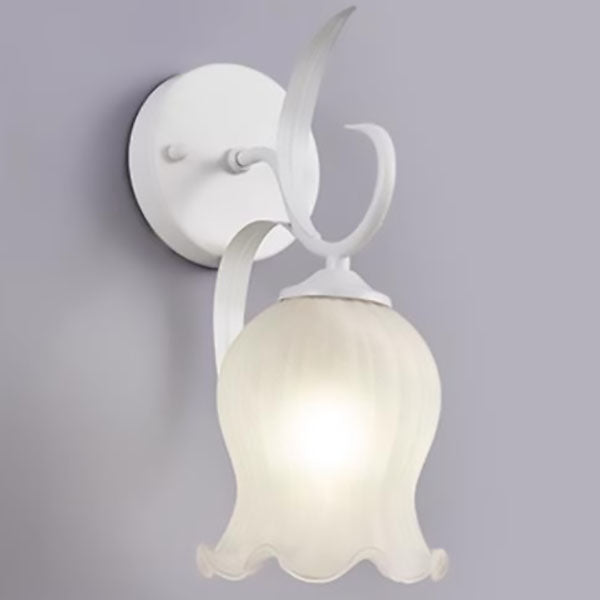 Modern Simplicity Flower Iron Glass 1-Light Wall Sconce Lamp For Bedroom