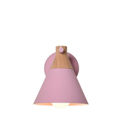 Nordic Solid Wood Macaron Cone Shade 1-Light  Wall Sconce Lamp