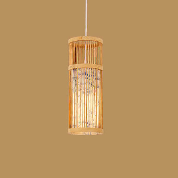 Moderne chinesische Bambus-Weberei mit langem Zylinder, 1-Licht-Pendelleuchte 