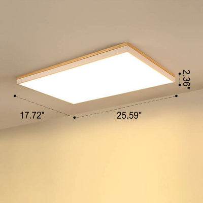 Nordic Simple Solid Wood Square Rectangle LED Flush Mount Ceiling Light