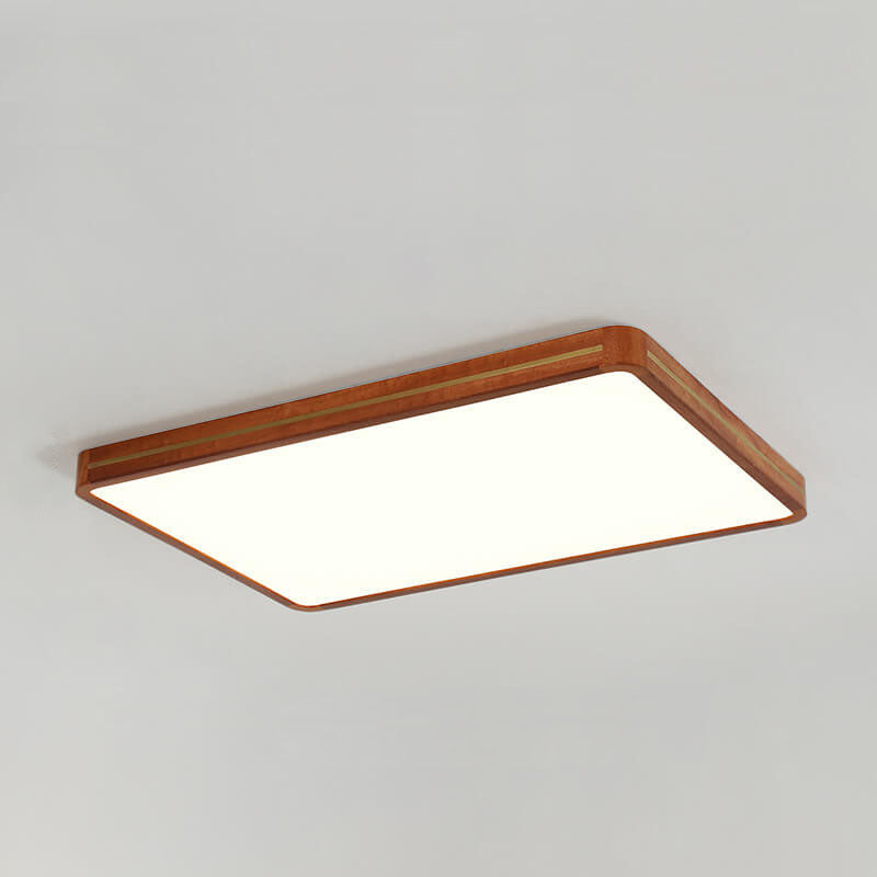 Moderne schlanke LED-Deckenleuchte in Walnussfarbe aus Holz 