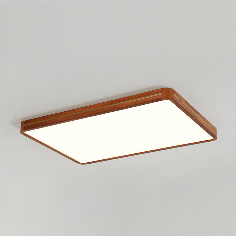 Modern Wooden Slim Walnut Color LED Flush Mount Light