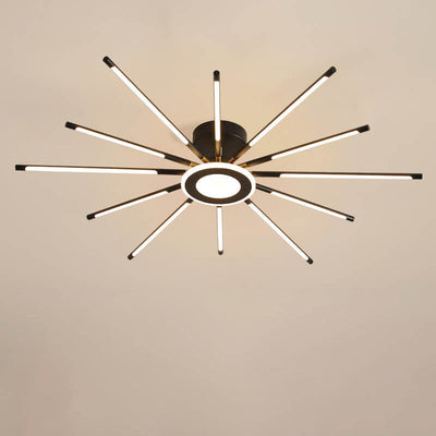 Modern Creative Strip Fireworks LED Semi- Flush Mount Ceiling Light