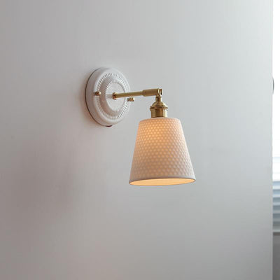 Vintage Japanese Ceramic Brass 1-Light Wall Sconce Lamp