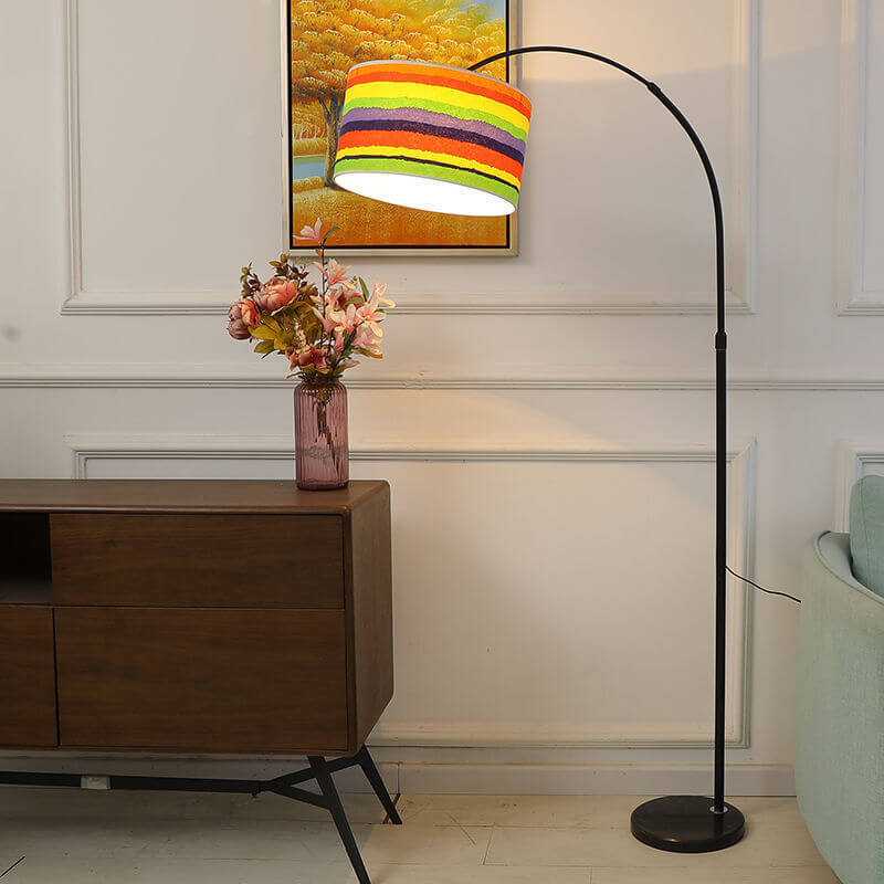 Nordic Creative Fabric Column Shade Fishing Rod 1-Light Standing Floor Lamp