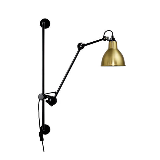 Lampe murale industrielle vintage à bras oscillant à long poteau en fer à 1 lumière 