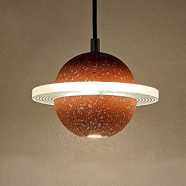 Contemporary Creative Planet Cement Acrylic LED Pendant Light For Bedroom