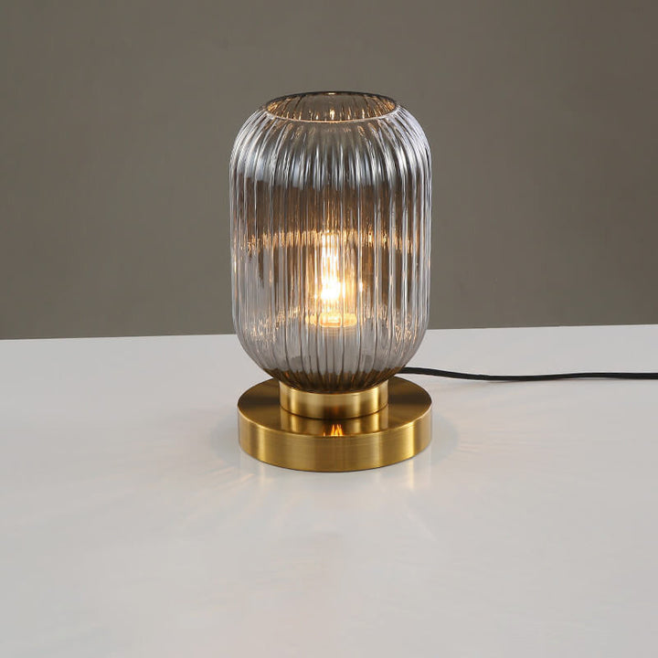 Nordic Striped Glass Oval Design 1-Light Table Lamp