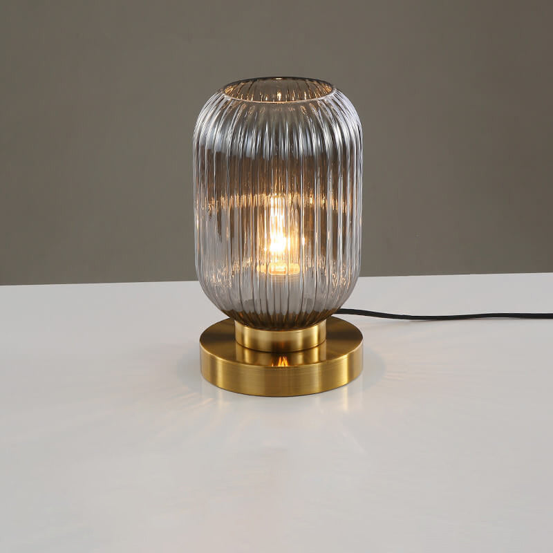 Nordic Striped Glass Oval Design 1-Light Table Lamp