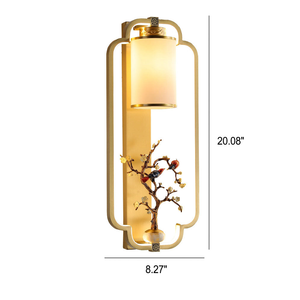 Aplique de pared LED con nudo de anillo de jade de latón chino moderno 