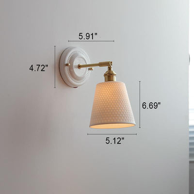 Vintage Japanese Ceramic Brass 1-Light Wall Sconce Lamp